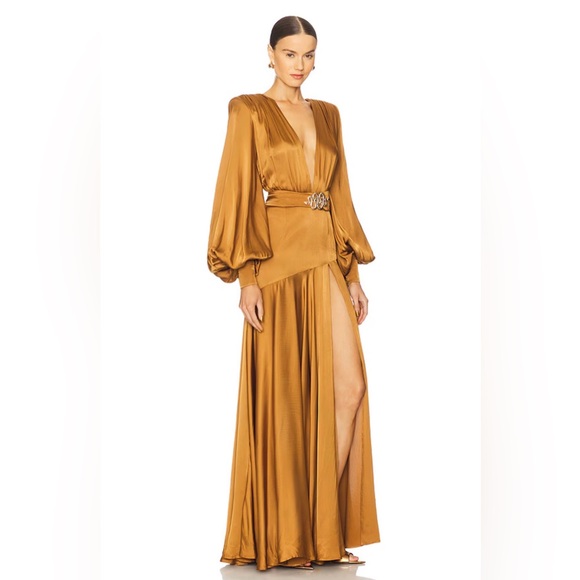 NWOT BRONX AND BANCO Carmen Maxi Dress in Copper GOLD - Picture 5 of 17